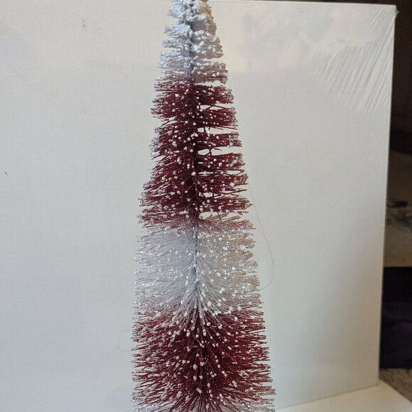 HTF Peppermint Stripe Glitter Snow Sisal Tree Michaels Xmas Mini Village Holiday - Picture 1 of 10